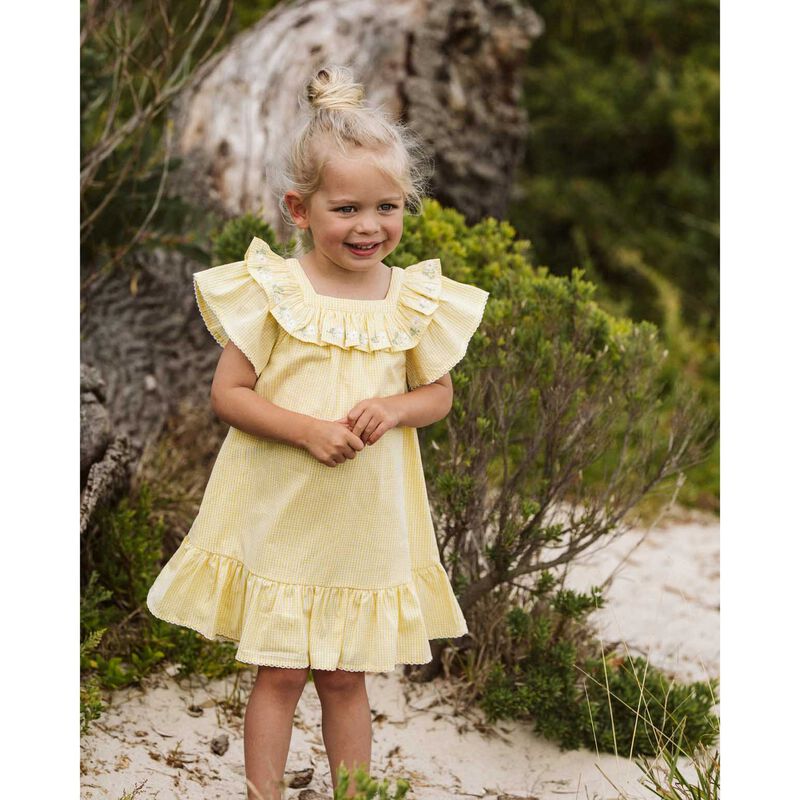 B&eacute;b&eacute; Libby Check Dress w Embroidered Yoke 3-7Y image number 3